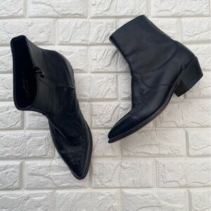 Abilene Mens Genuine Leather Zip Up Wingtip Cowboy Western Style Black